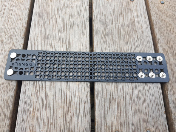 Leather Circles - black double stud band