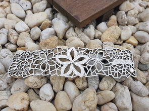 SLAVONIAN FIELDS CUFF-  White leather die cut flower