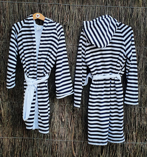 KIDS Unisex Bathrobes- Dalmatinski Navy and White Stripes