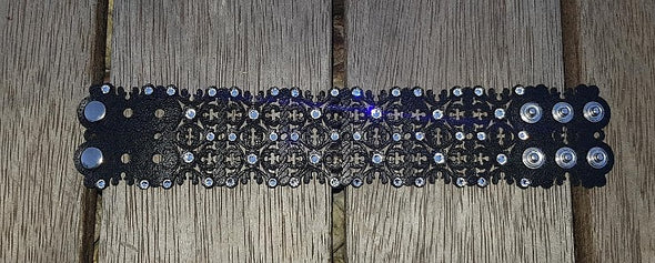 ISTRIAN ISLAND HOPPING COLLECTION - Black Leather Grofica 2 Crystals - Large Cuff