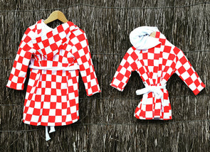 KIDS Unisex Bathrobes- Red and White
