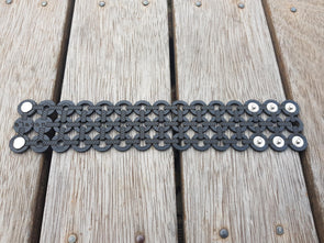 ZAGORJE FIRE PRINCESS CUFF- Large Black Leather Crosses and Circles - Die Cut Cuff 2