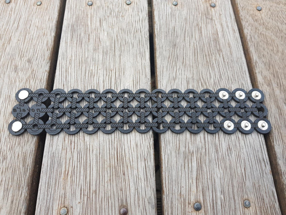 ZAGORJE FIRE PRINCESS CUFF- Large Black Leather Crosses and Circles - Die Cut Cuff 2