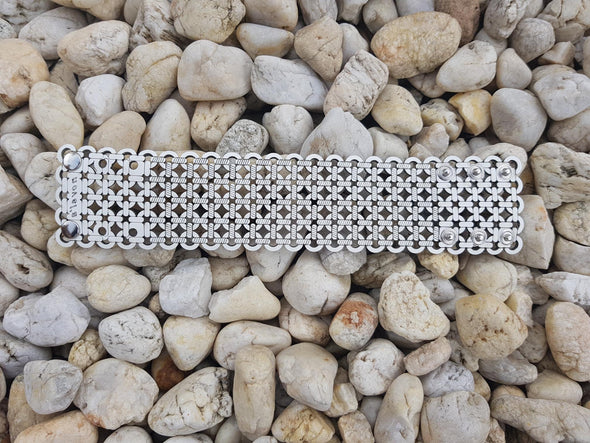 ZAGORJE FIRE PRINCESS CUFF- Small White Die Cut Leather in Crosses and Circles
