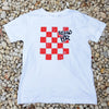 Unisex Ružo Grb Tee with white and red check's