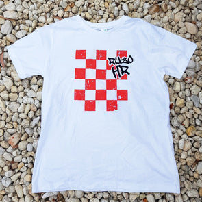 Unisex Ružo Grb Tee with white and red check's