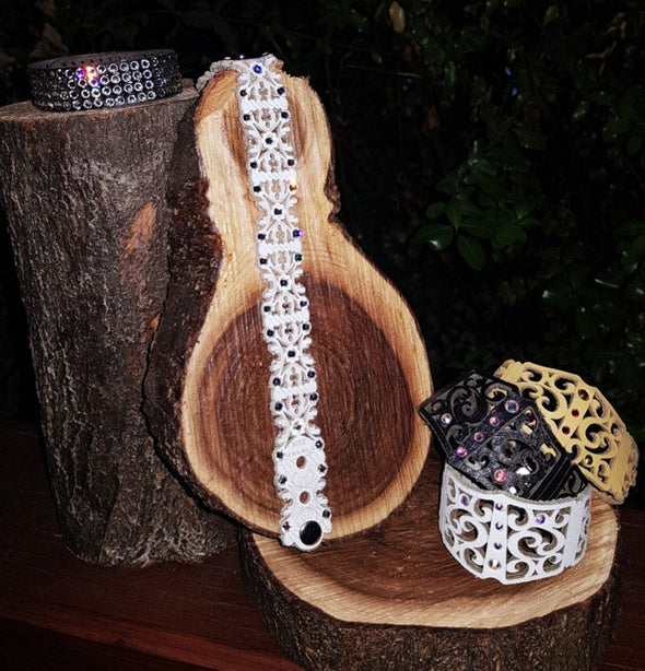 ISTRIAN RANGE- Black Island Hopping, Leather Grofica 1 Crystal Cuff