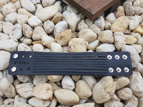 Unisex leather black strap cuff