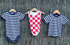 NEW BABY UNISEX CHECKERED JUMPSUIT-red/ white sleeveless