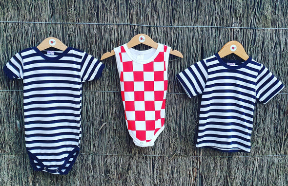 NEW BABY UNISEX CHECKERED JUMPSUIT-red/ white sleeveless