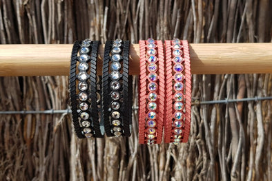DALMATIAN ISLAND QUEEN RANGE- Crystal Double Cuff- (Traka B2)- BLACK AND PINK