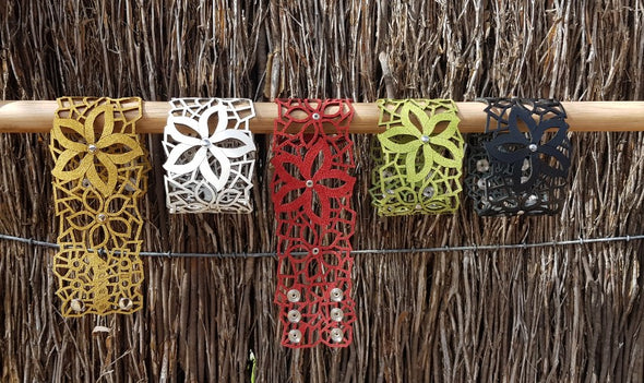 SLAVONIAN FIELDS CUFF-  leather die cut flower- Variety of colours