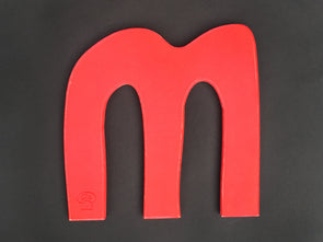 (M) Red - Glagolijica Letter Hot Pot Stand - Timber with Colour Varnish