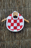 BABY UNISEX BIB-red/ white checks