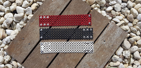 ZAGORJE FIRE PRINCESS CUFF- Small White Die Cut Leather in Crosses and Circles