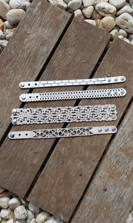 BRAC JEWEL COLLECTION- HARFA BRACELET IN TAUPE- PEARL LEATHER